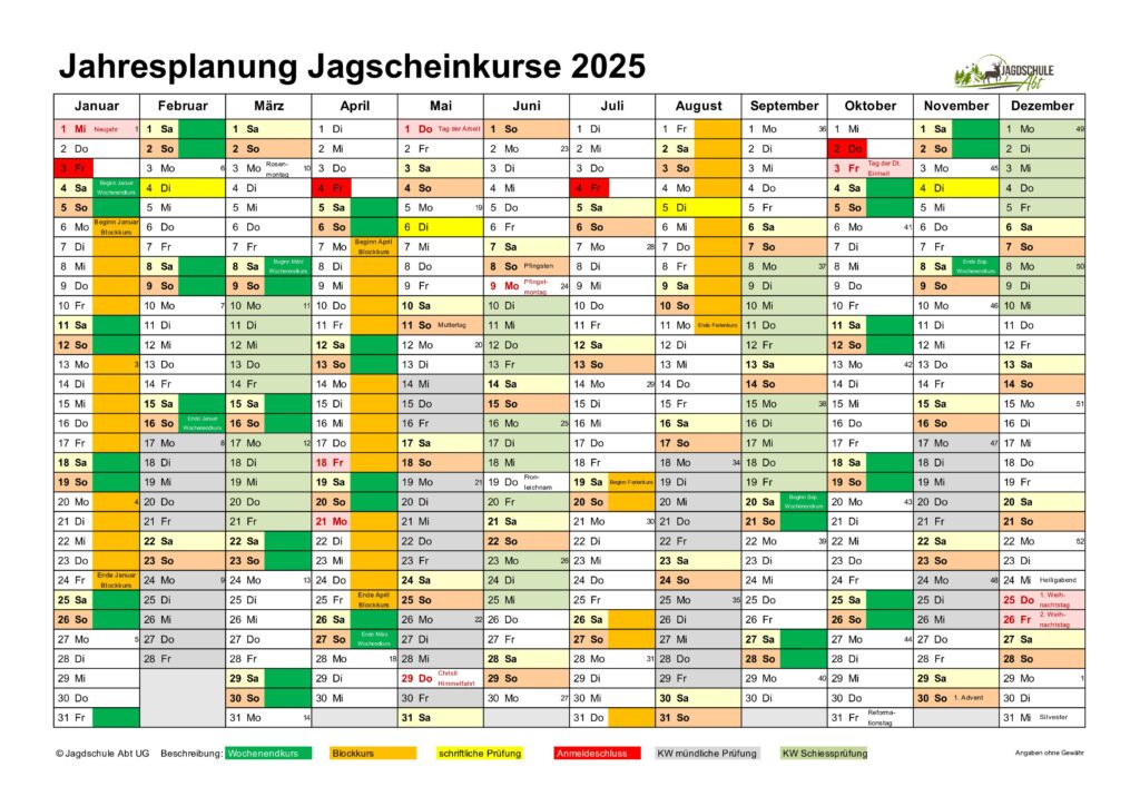 Jagdschule Abt Kalender 2025